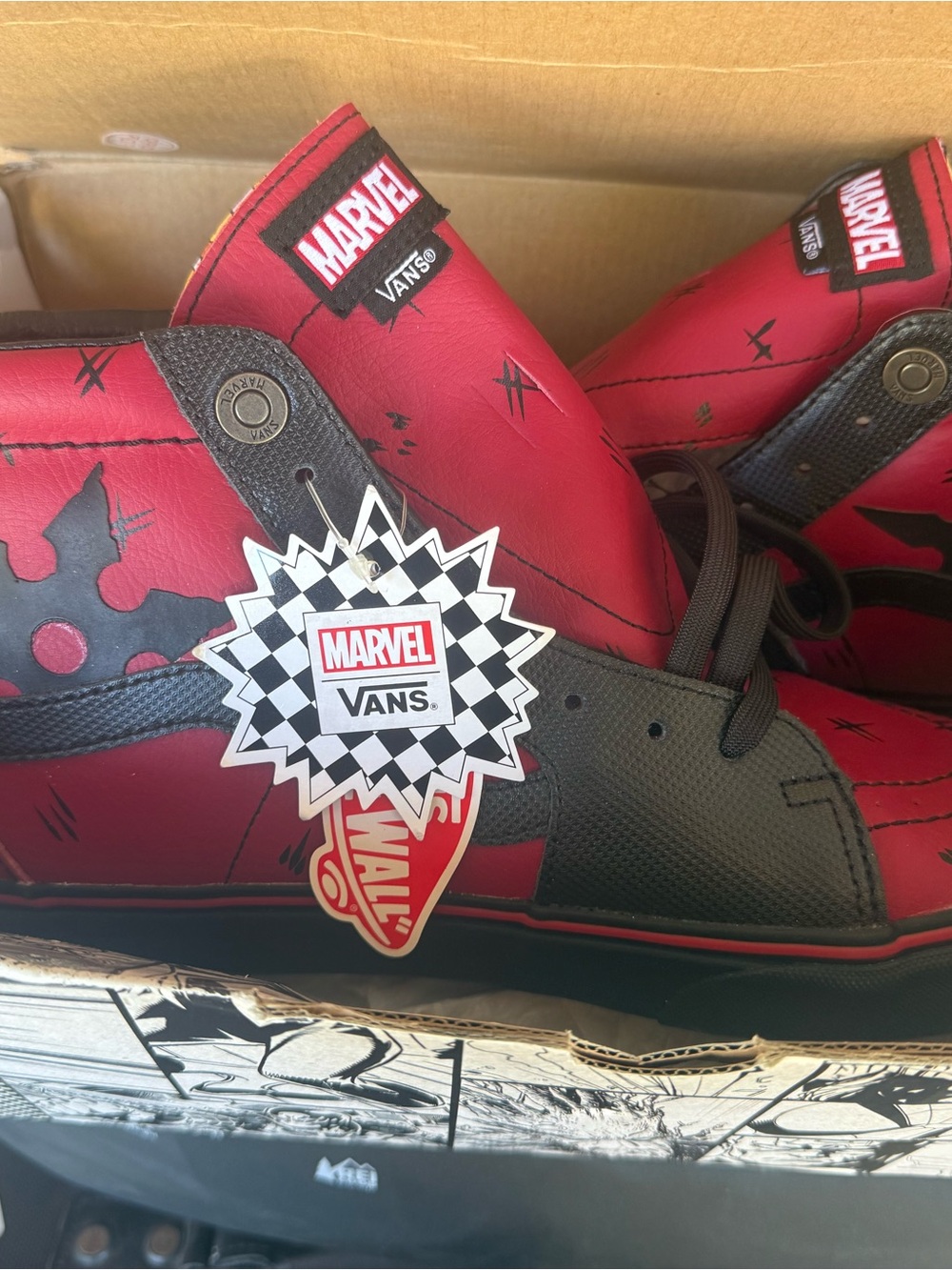 Marvel Kids Red & Black High-Top Sneakers by Vans